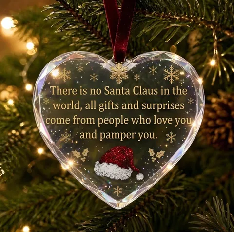Kerst Hart Decoratie Transparant Acryl Kristal Look Hangende Decoratie Gouden Slogan Rood Lint Cadeau Voor Kerstboom