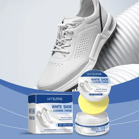 Jaysuing White Shoe Cleaning Cream Multi-Purpose Decontamination Paste Waterless Shoe Cleaner With Sponge For Sneakers Leather