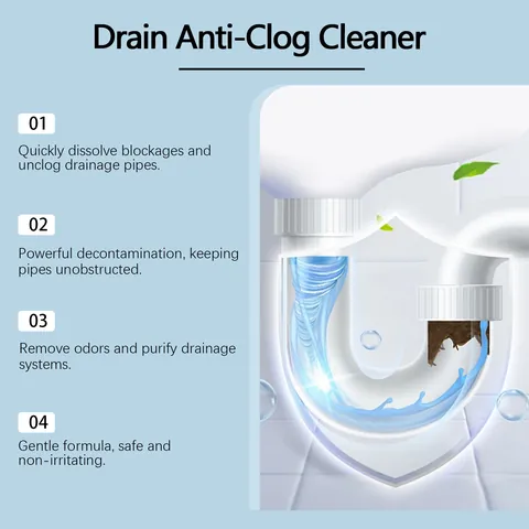 JAKEHOE SewerMax Drain Anti-Clog Cleaner Powerful Pipe Clog Remover Dissolves Grease Hair Odor Neutralizer For Kitchen Bathroom Sink Toilet