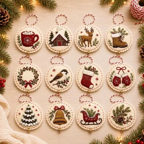 DIY Felt Christmas Ornament Kit Handmade Embroidered Sewing Craft Set Xmas Tree Hanging Decor For Home Holiday Decoration