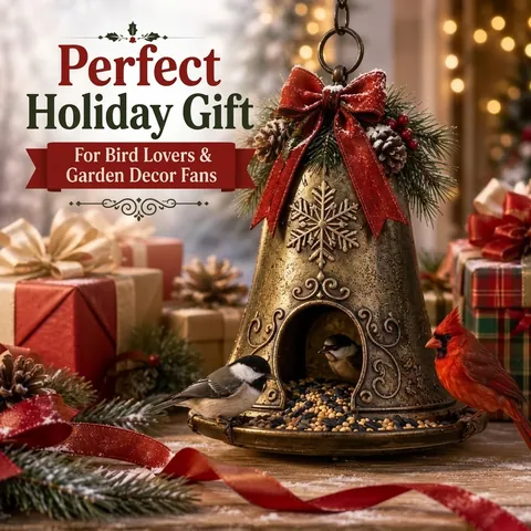 Christmas Bird Feeder Resin Snowman Gingerbread House Tree Bell Shape Outdoor Hanging Garden Bird Feeding Ornament Decoration