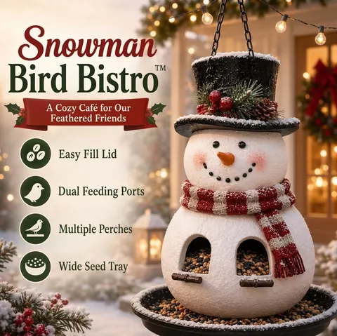 Christmas Bird Feeder Resin Snowman Gingerbread House Tree Bell Shape Outdoor Hanging Garden Bird Feeding Ornament Decoration