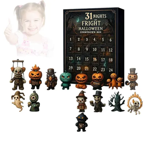 Calendario de Adviento de Caja Sorpresa de Halloween Cuenta Regresiva Figuras de Horror Mini Juego de Regalo Decoración