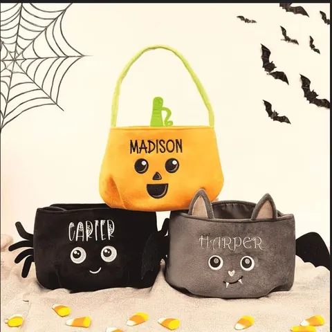 Halloween Plüsch Süßigkeitentüte Kinder Trick Or Treat Handkorb Kürbis Fledermaus Spinne Schwarze Katze Party Geschenkbeutel