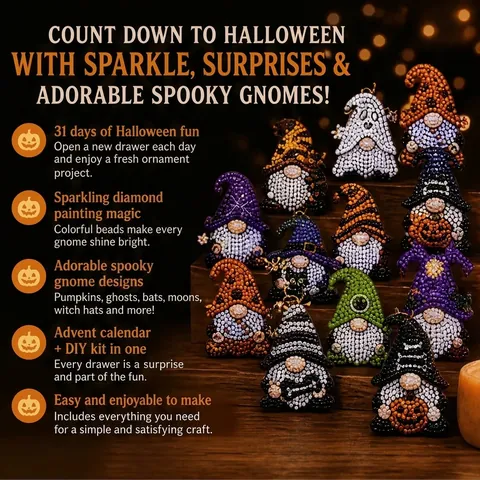 Halloween Gnom DIY Diamant Malerei Adventskalender Kit Für Kinder Erwachsene Acryl Harz Mosaik Kunst Handwerk Dekoration