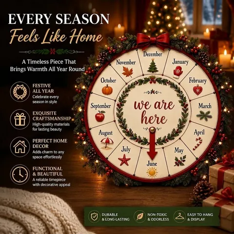 Roue du Mois de Compte à Rebours de Noël Créative en Bois Avec Pointeur Rotatif Calendrier de l'Avent Suspendu Pour Maison Noël Décor Cadeau