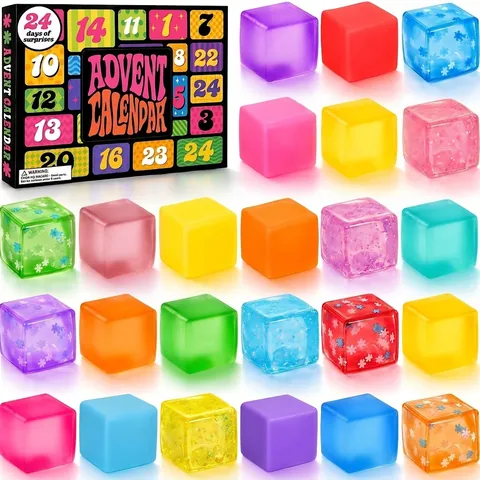 Weihnachten Adventskalender Blind Box Würfel Squishy Spielzeug Für Kinder Langsamer Rückprall Stressabbau Geschenk TPR Würfel Spielzeug