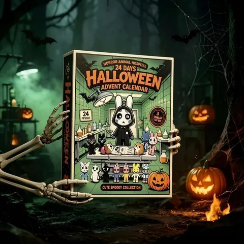 Halloween Horror Dierenkliniek Adventskalender 24 Dagen Griezelige Figuren Verrassingsdoos Set Donkere Schattige Dieren Aftelkalender Cadeau