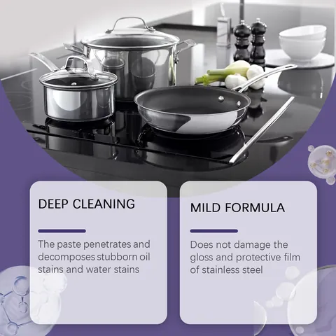JAKEHOE Stainless Steel Cleaning Paste Multipurpose Decontamination Cream For Kitchen Cookware Range Hood Mild Rust Remover