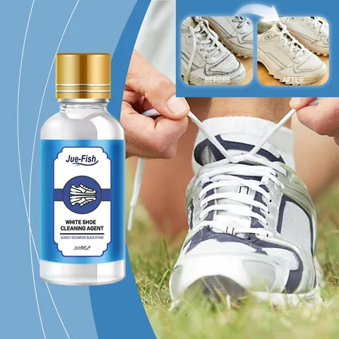Jue-Fish White Shoe Cleaner Portable Whitening Cleaning Agent for Sneakers Canvas Leather Shoes Quick Stain Remover