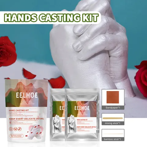 3D Hand Casting Kit DIY Couple Hand Mold Plaster Memorial Statue Kit With Cloning Powder Memorial Gift For Valentine Day