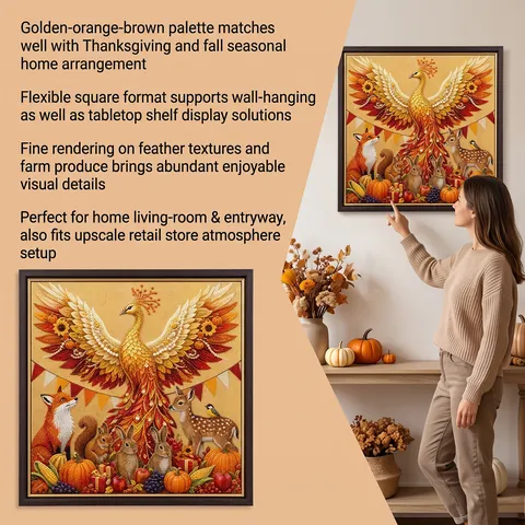 Kit de Pintura de Diamantes con Perlas DIY Tema de Cosecha de Otoño Acción de Gracias Con Diamantes de Imitación de Resina Perlas Artificiales Marco Para Decoración Artística del Hogar