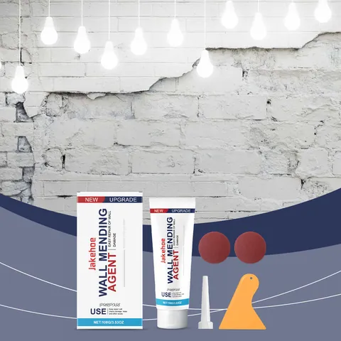 Jakehoe Wall Mending Agent Kit White Wall Repair Cream with Scraper Sandpaper Nozzle for Cracks Stains Peeling Renovation DIY Tool