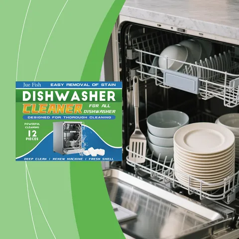 JUE FISH 12 Pcs Dishwasher Cleaning Tablets Powerful Oil Removal Scale Care Deep Clean Machine Maintenance Detergent Tablets