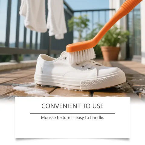 JAKEHOE White Shoe Cleaner Mousse With Built-in Brush Head No Wash Whitening Stain Removal Foam For Sneakers Leather Maintenance