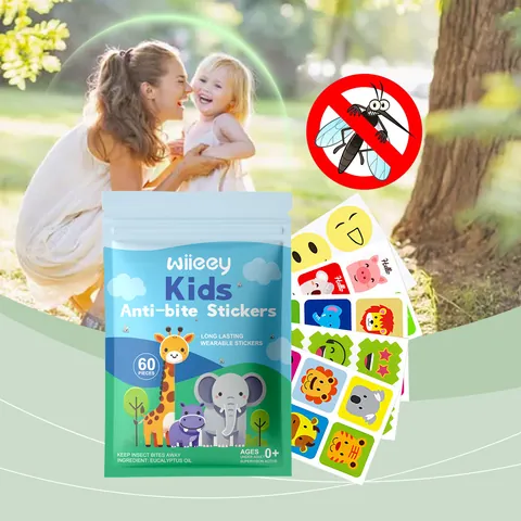 WIIEEY Pegatinas Repelentes de Mosquitos Dibujos Animados para Niños Aceites Esenciales Vegetales Eucalipto Menta Citronela Parches