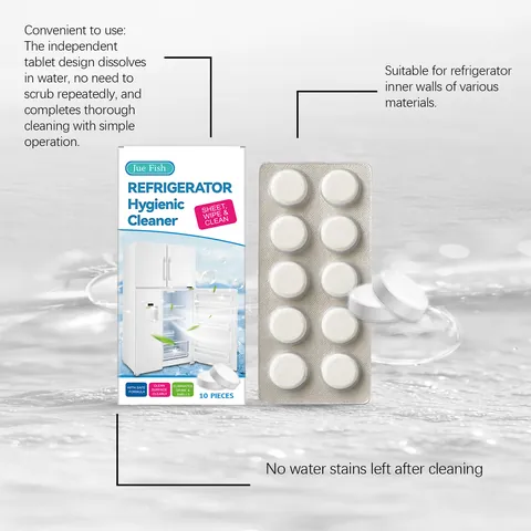 Tablettes de Nettoyage pour Réfrigérateur Jue Fish Décontamination Profonde Éliminateur d'Odeurs Nettoyant Hygiénique Cuisine