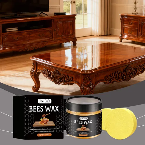 Jue Fish 80g Wood Furniture Care Beeswax Polishing Wax Wood Floor Scratch Repair Maintenance Wax With Sponge Set