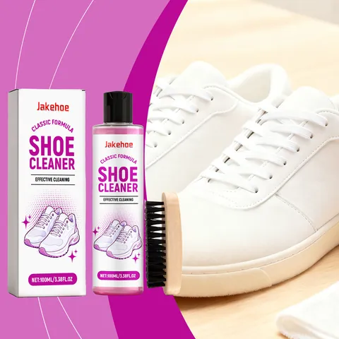 Jakehoe Shoe Cleaning Kit For Sneakers White Shoes Gentle Decontamination Multi Purpose Cleaner With Wooden Brush Set