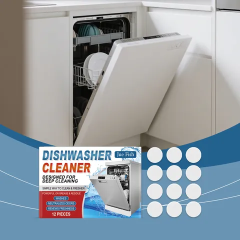 Jue Fish Dishwasher Cleaner Tablets Deep Cleaning Degreaser Descaler Odor Neutralizer For Household Tableware Maintenance