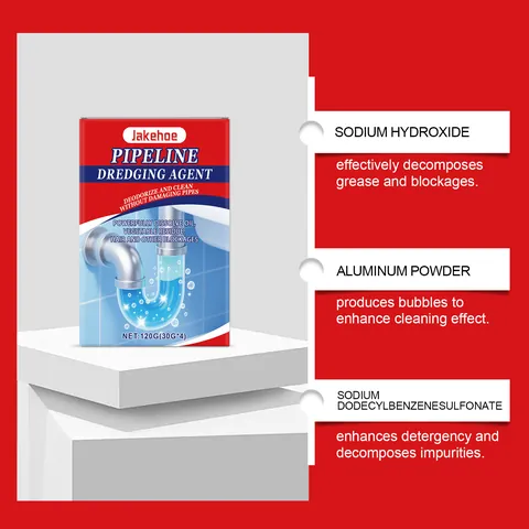 JAKEHOE Pipe Clog Remover Powder For Kitchen Bathroom Drain Deep Cleaning Odor Removal Powerful Pipe Dredge Agent