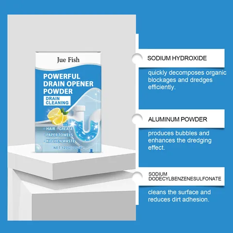 Jue Fish Household Drain Clog Remover Powder Strong Pipe Dredge Agent For Kitchen Sink Sewer Cleaning Deodorizing