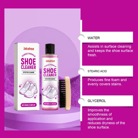 Jakehoe Shoe Cleaning Kit For Sneakers White Shoes Gentle Decontamination Multi Purpose Cleaner With Wooden Brush Set