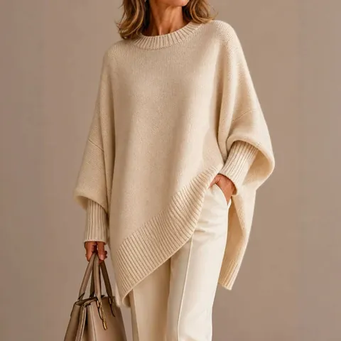Damen Oversize Wolle Pullover Rundhalsausschnitt Fledermausärmel Lockerer Strick Top Herbst Winter Warm Einfarbig Pendler Kleidung