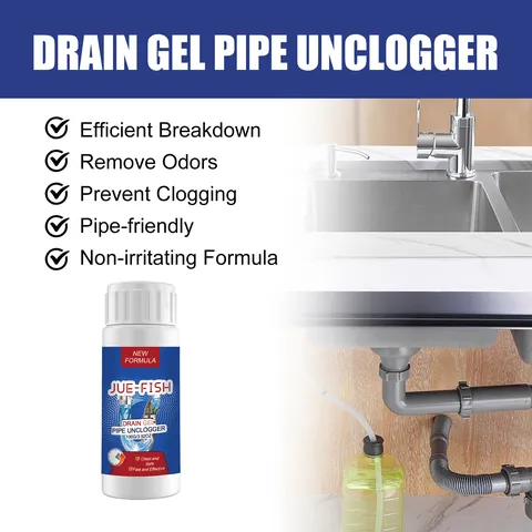 JUE-FISH Drain Gel Pipe Dredging Agent Fast Effective Clog Remover For Kitchen Bathroom Sink Toilet Deodorizing Pipe Cleaner