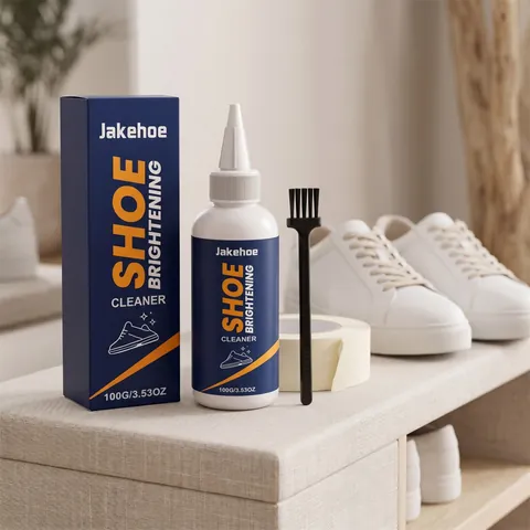 JAKEHOE Shoe Brightening Cleaner Kit Gentle Stain Remover With Brush And Tape For Leather Sneakers Rubber Sole Care