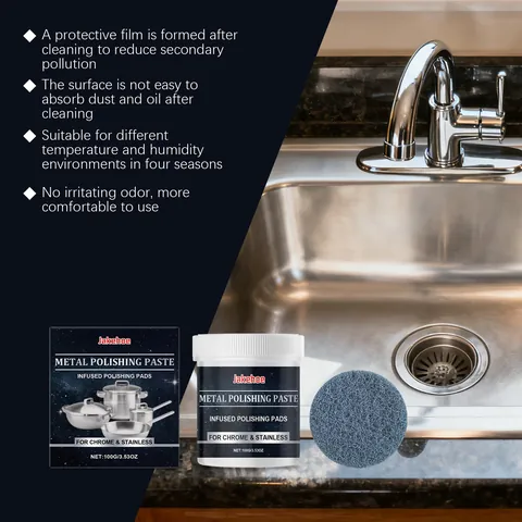 Metal Polishing Paste Decontamination Rust Remover For Kitchen Cookware Stainless Steel Chrome Stove Cleaner With Pad