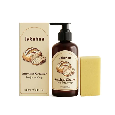 Jakehoe Amylase Cleaner Sourdough Dough Residue Remover For Kitchen Tools And Baking Utensils Enzymatic Cleaning Spray 100ml With Sponge