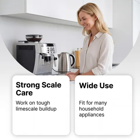 Jakehoe Détartrant Multi-Usages pour Appareils Ménagers Bouilloire Machine à Café Fer à Repasser Acide Citrique Détartrant Efficace