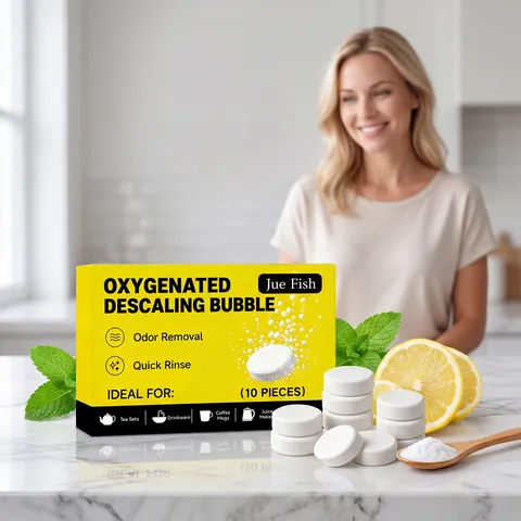 Jue Fish Tablettes de Détartrage à l Oxygène pour Tasses à Café Services à Thé Nettoyage en Profondeur Nettoyant Ménager Polyvalent