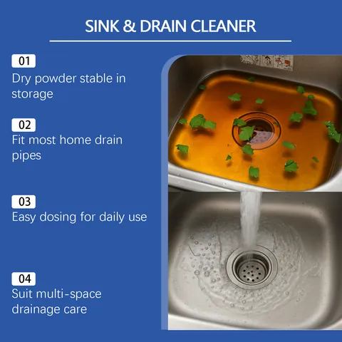 JAKEHOE Sink and Drain Cleaner Powder Powerful Unclogging Agent Deodorizing Degreasing Kitchen Bathroom Pipe Cleaning Tool
