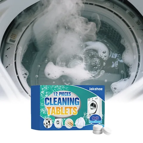 JAKEHOE 12Pcs Multi-functional Cleaning Tablets Deep Descaler For Washing Machine Clothes Stain Pot Grease Removal
