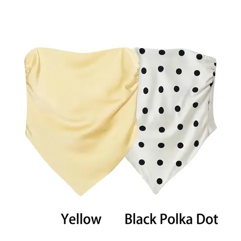 Women Sexy Scarf Hem Tube Top and Wide Leg Pants Satin Polka Dot Top And Bottom Vacation Streetwear Fashion Outfits