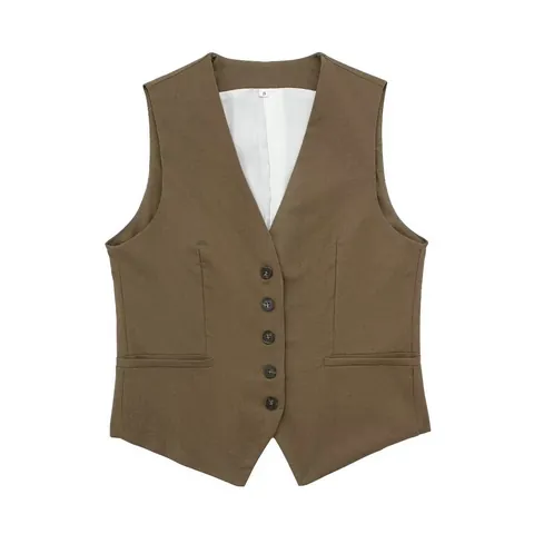 Conjunto Casual de Verano de Mezcla de Lino para Mujer Chaleco Sin Mangas con Cuello en V y Pantalones Cortos Sueltos