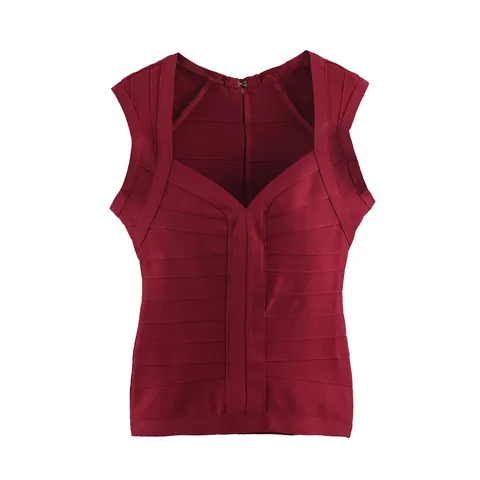 Chaleco de Punto Retro para Mujer Cuello en V sin Mangas Ajustado Top de Canalé Verano Color Sólido Moda Minimalista