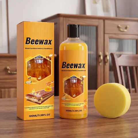 Beeswax Wood Furniture Polish Wax For Scratch Removal Shine Restorer Natural Wood Floor Cleaning Care Kit With Applicator Sponge
