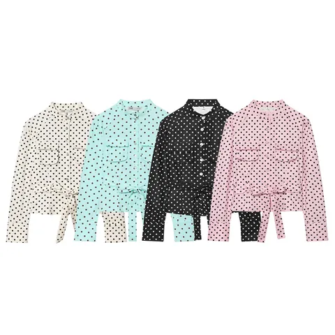 Dames Polka Dot Overhemd Jas Of Capri Broek Casual Revers Knoopsluiting Top Polka Dot Broek Streetwear Dagelijkse Kleding