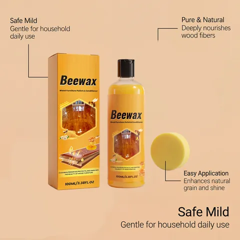 Beeswax Wood Furniture Polish Wax For Scratch Removal Shine Restorer Natural Wood Floor Cleaning Care Kit With Applicator Sponge