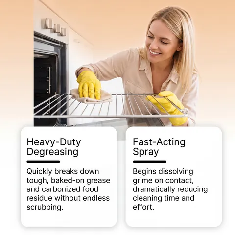 JAKEHOE Oven Cleaner Heavy Duty Degreaser Spray for Kitchen Cookware Roasters Grills Removing Grease Burnt Stains Formula