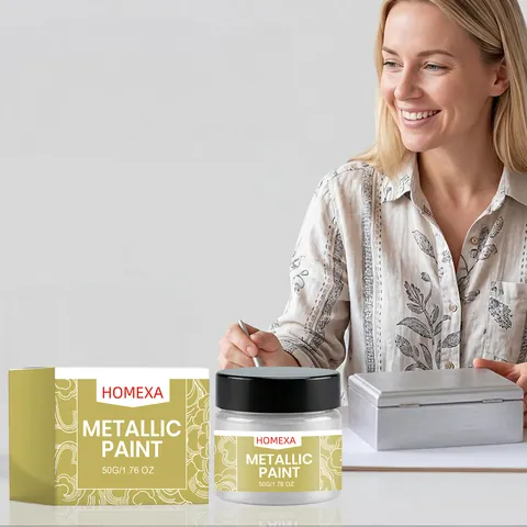 HOMEXA Silber Metallic Farbe Für Möbelrenovierung Holz Glas Keramik DIY Handmalerei Wasserdichte Kratzfeste Beschichtung