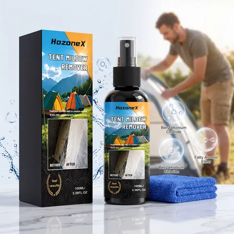 HozoneX Σπρέι Αφαίρεσης Μούχλας Εξωτερικής Σκηνής Με Πετσέτα Μικροϊνών Για Ύφασμα Oxford Καμβά Αδιάβροχο Διάλυμα Καθαρισμού