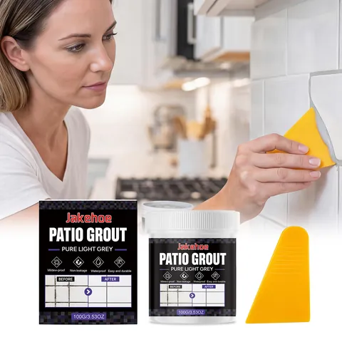 Jakehoe Pure Light Grey Tile Grout Kit Waterproof Anti Mold Patio Joint Filler For Kitchen Bathroom Wall Floor Tile Repair Sealing