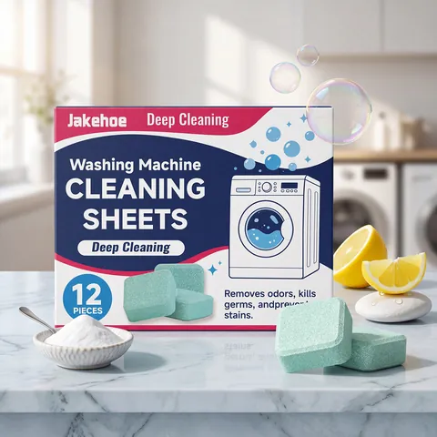JAKEHOE Ταμπλέτες Καθαρισμού Πλυντηρίου 12 Τεμάχια Βαθύς Καθαρισμός Αφαλάτωση Αναβράζουσες Ταμπλέτες για τον Κάδο του Πλυντηρίου