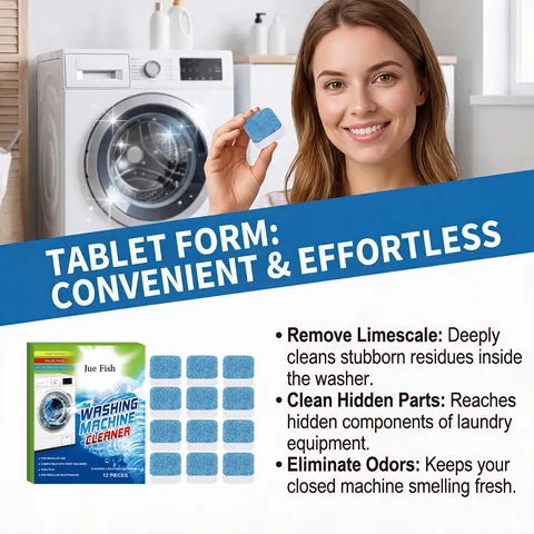 Jue Fish Washing Machine Cleaner Tablets Effervescent Deep Cleaning Descaler For Universal Front And Top Load Laundry Machines