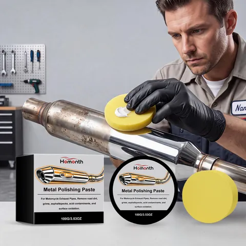 Homonth Metal Polishing Paste For Car Motorcycle Exhaust Pipe Rust Remover Surface Brightener Cleaner With Sponge Application Kit