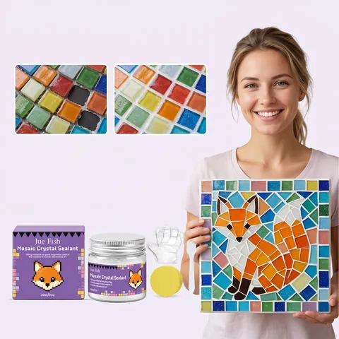 Jue Fish Sigillante Cristallo per Mosaico Kit Impermeabile Antimuffa Fai da Te Stucco per Piastrelle Vetro Mosaico Strumenti